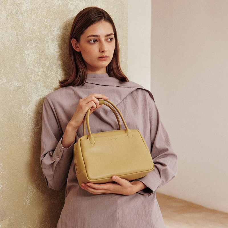 avalea葳里 软牛皮波士顿手提小方包中号 时尚百搭单肩斜挎包F254