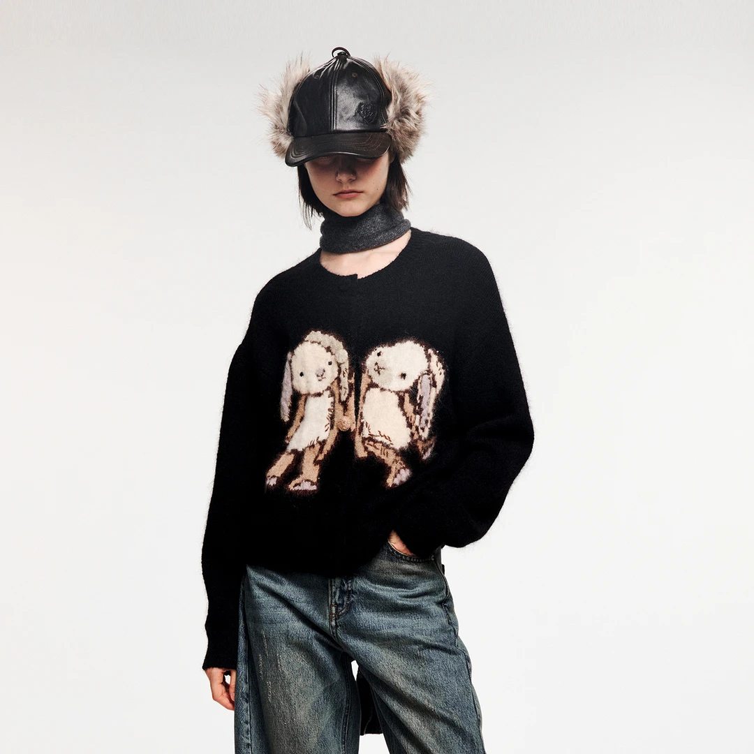 UOOYAA/乌丫2025冬季新款「奇幻精灵」兔子精灵毛开衫 4249