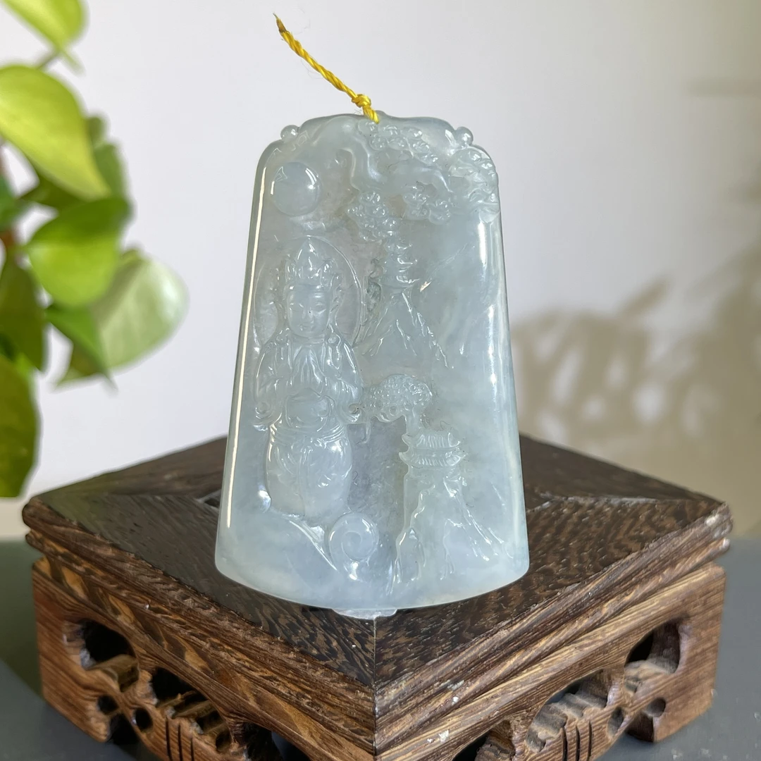 JTW05-122 天然缅甸A货翡翠  山水观音