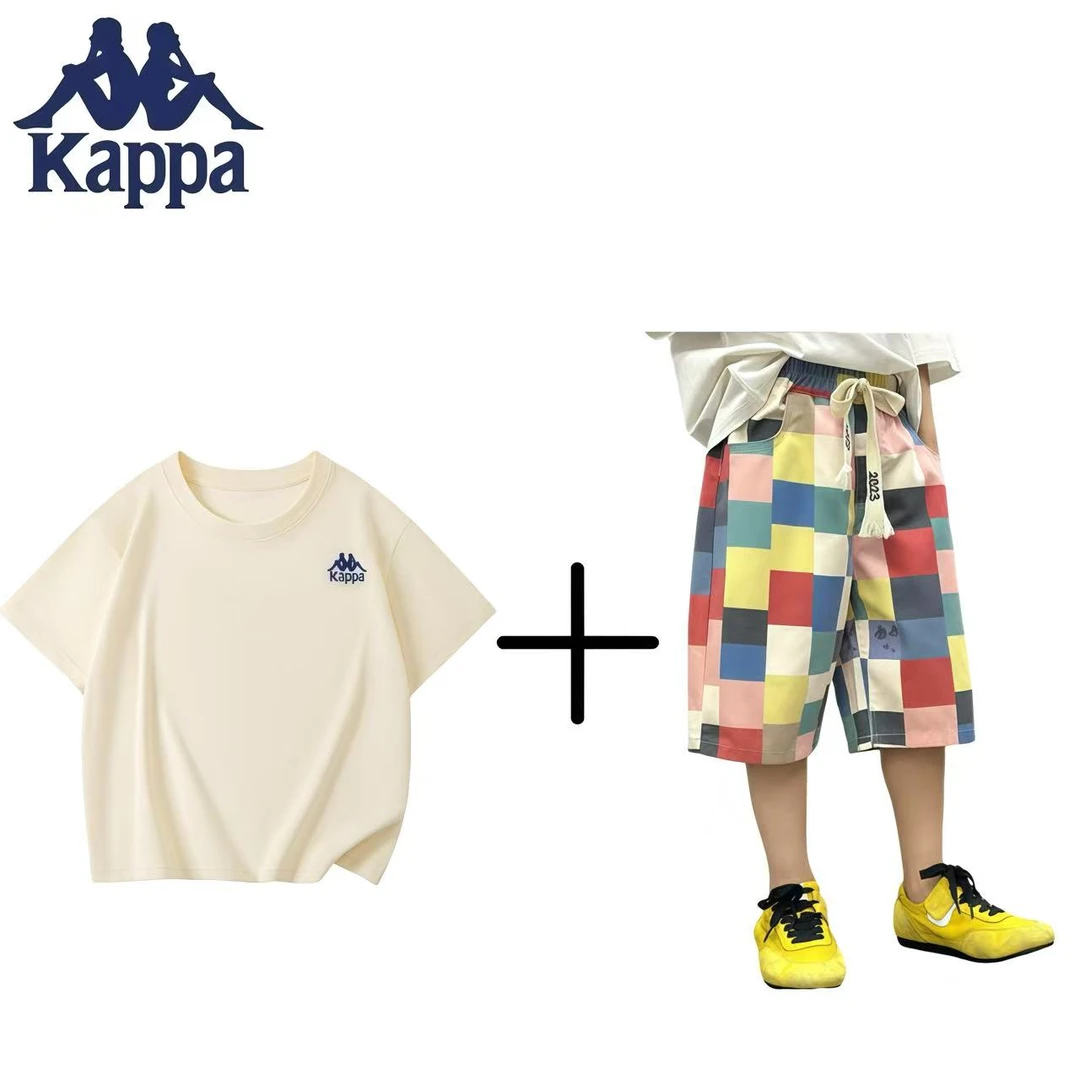 Kappa Kids「卡帕限定款」夏季中大童简约运动时尚短裤套装