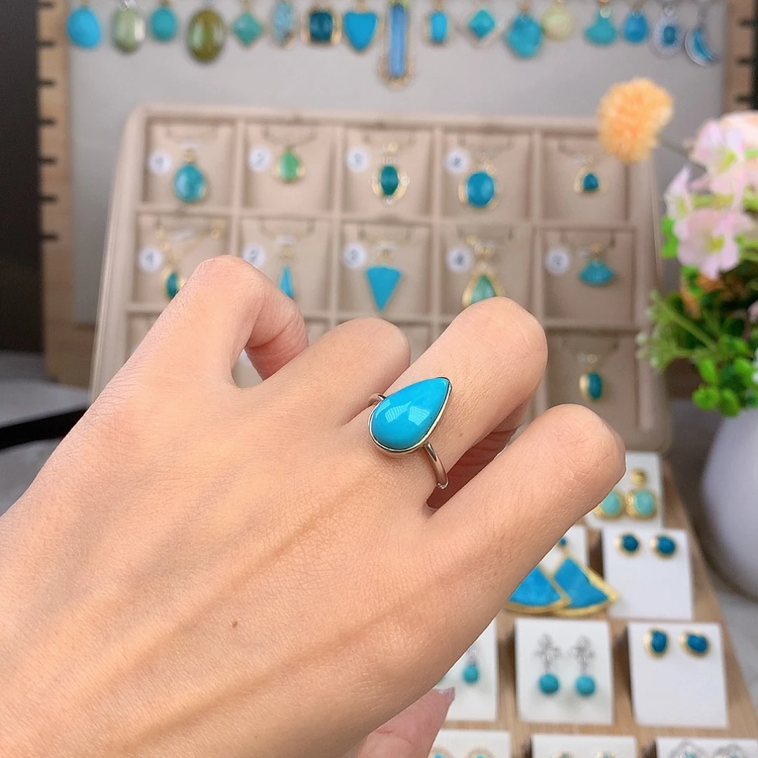 银S925镶嵌绿松石戒指