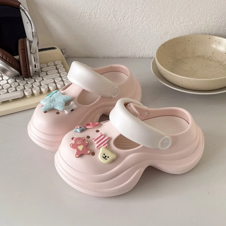 可爱厚底洞洞鞋女款外穿2025新款沙滩防滑踩屎感包头凉拖鞋女夏季