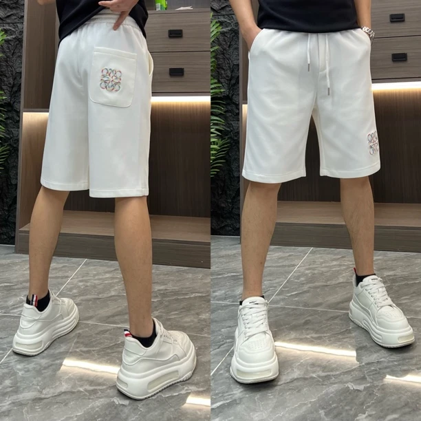 五分裤潮流男士夏季刺绣白色百搭短裤微宽松1288