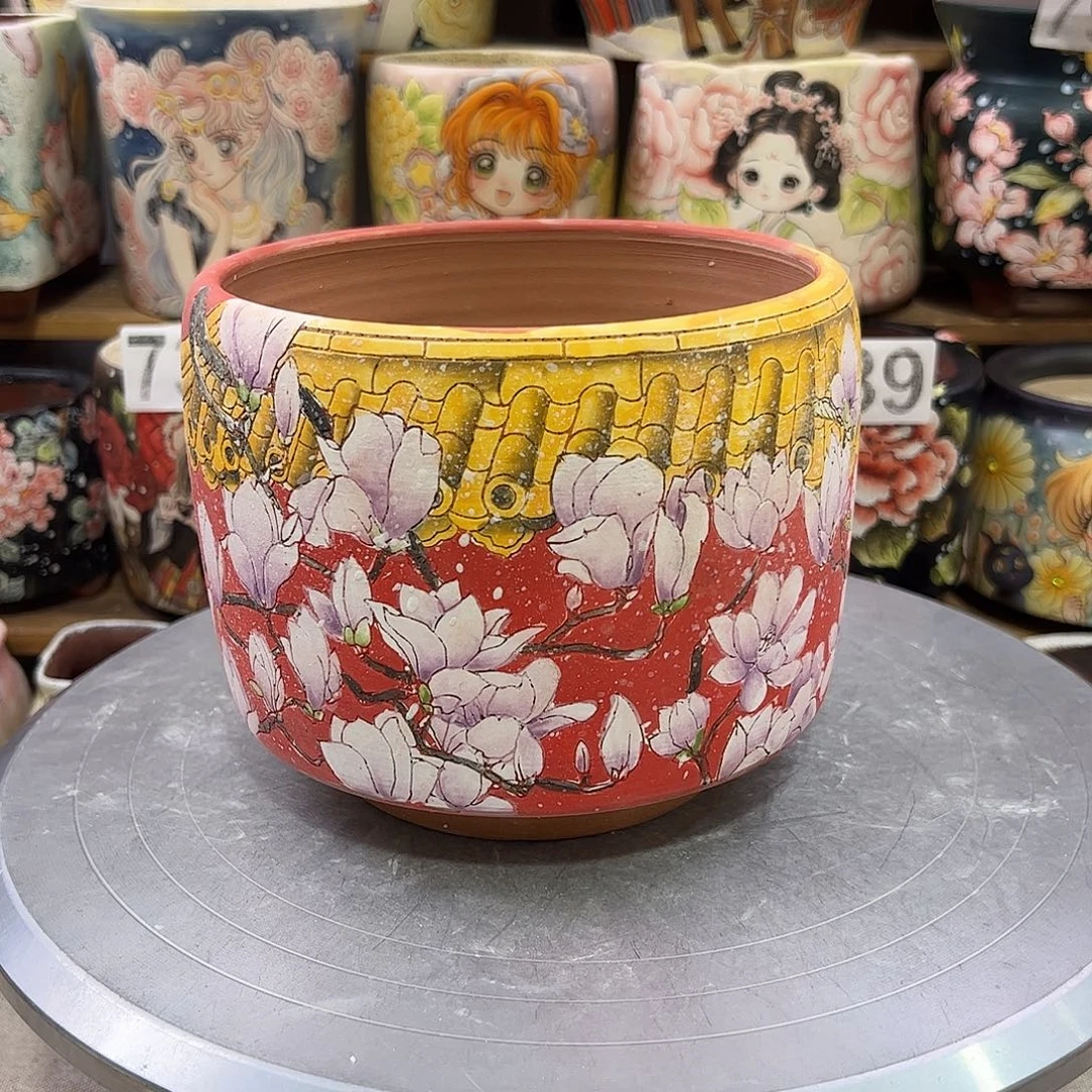 景德镇炫彩手绘口13.5高12.5