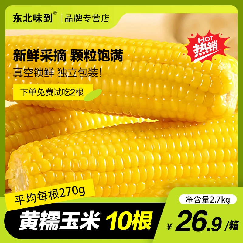 东北味到【25年9月新东北玉米】黄糯玉米2.7kg/箱 10根装（试吃2根）