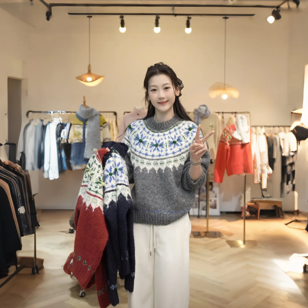 闵笑一【圣诞氛围】新款温柔显瘦气质设计感休闲毛衣上衣