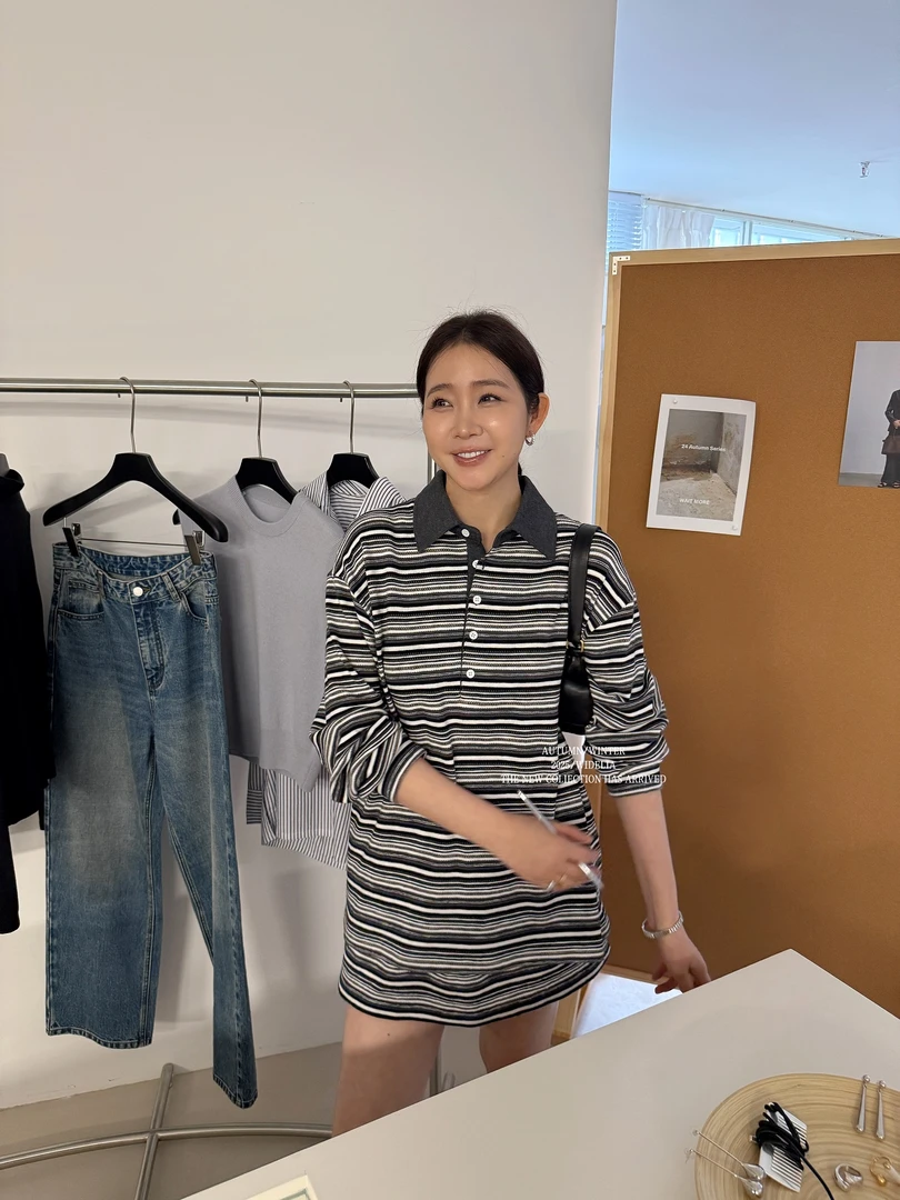 WIDELIA2025年春季新款条纹宽松显瘦韩系连衣裙705925