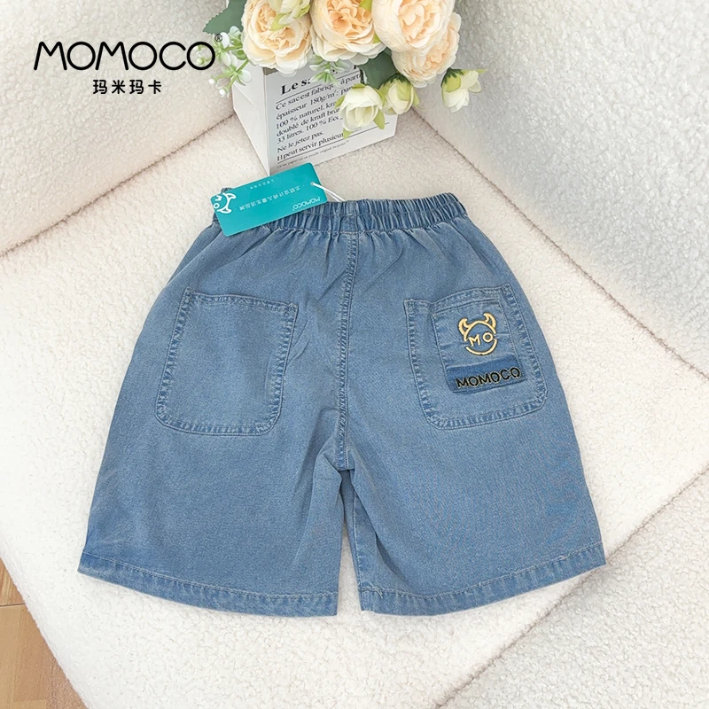 MOMOCO夏季男童恶魔头短裤童装宝宝休闲软牛仔五分裤77230352022