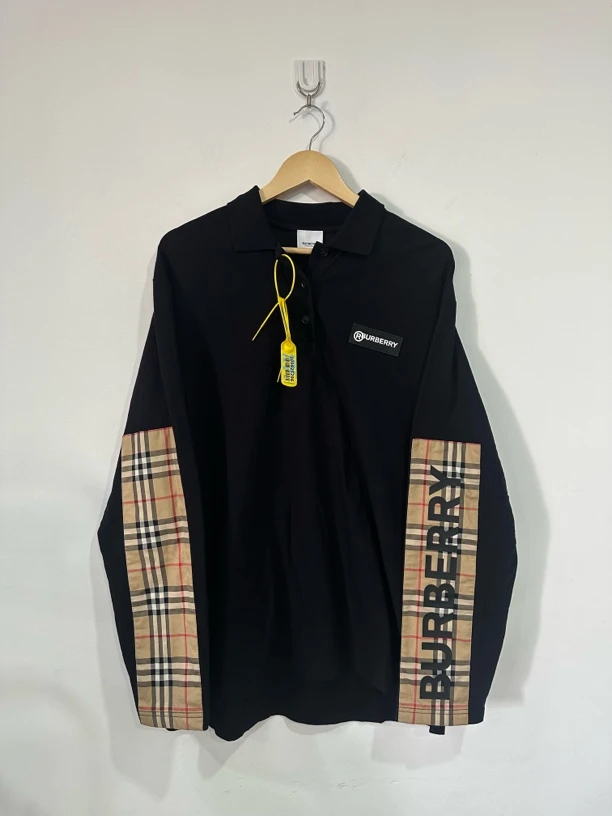 99新 BURBERRY/博柏利 巴宝莉 格纹Polo长袖 L