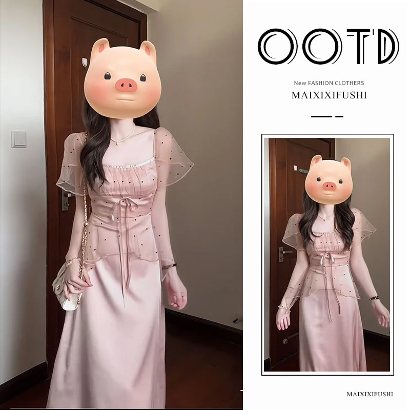 韩系修身显瘦超好看减龄连衣裙2025年早春高级感小香风绝美中长裙