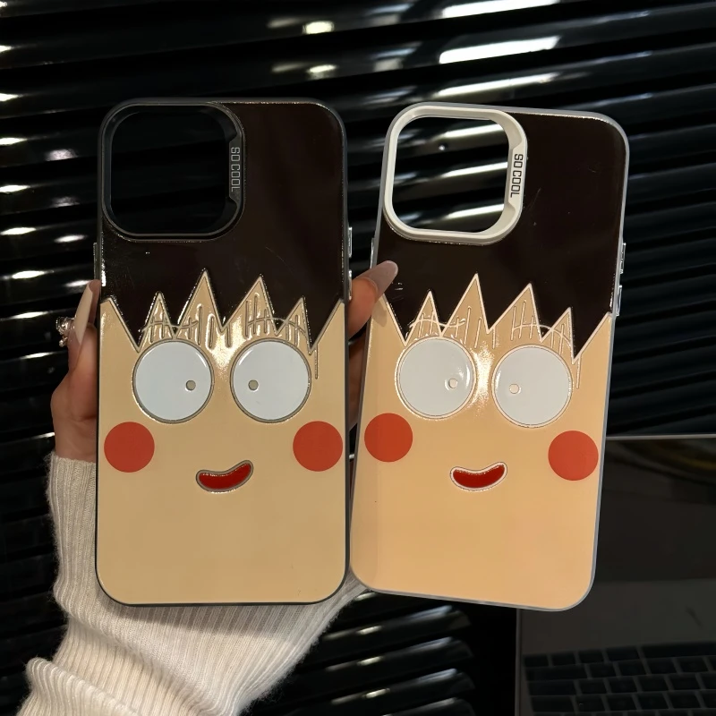 适用苹果16pro创意iPhone15手机壳磨砂彩银华为p60呆呆樱桃小丸子