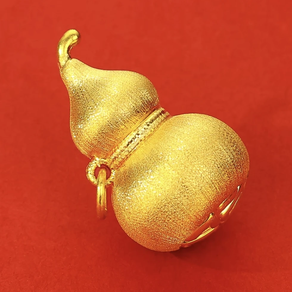 周大生经典周大生经典足金拉丝斜挂葫芦（下单送银项链.送编绳）