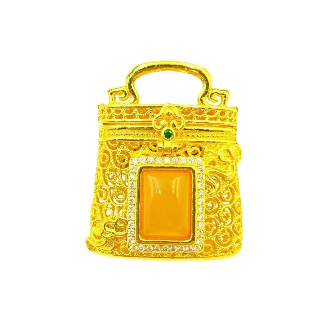 蜜蜡镂空轻奢包包吊坠M645（X298） 赠包装合金