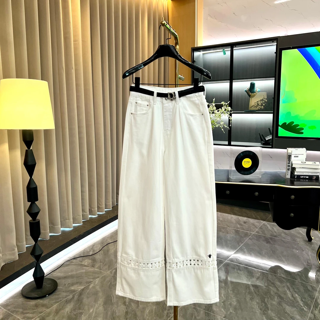 夏季白色阔腿牛仔裤高腰宽松显瘦时尚百搭裤GK-35