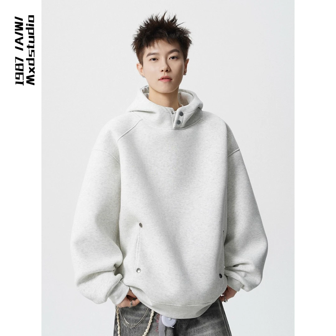 BBXX 重磅500g美式潮牌拼接解构简约连帽卫衣男秋冬加绒宽松外套