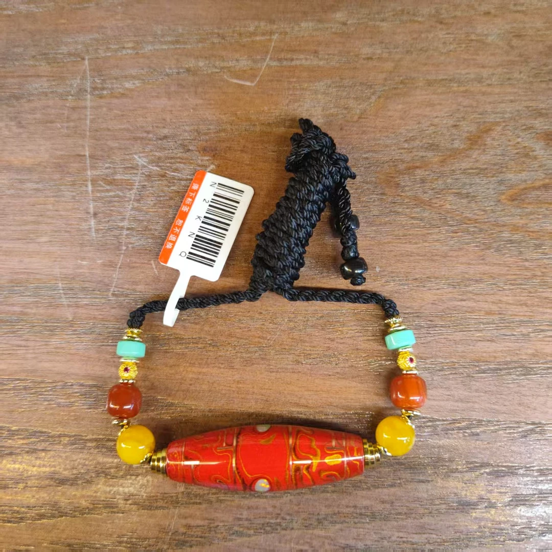 非金属木质吊坠 红肉大漆珠紫光檀三眼莲师项链