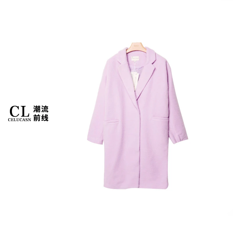 K5TBN058#秋冬款复古文艺女款毛呢中长款大衣甜美上衣女