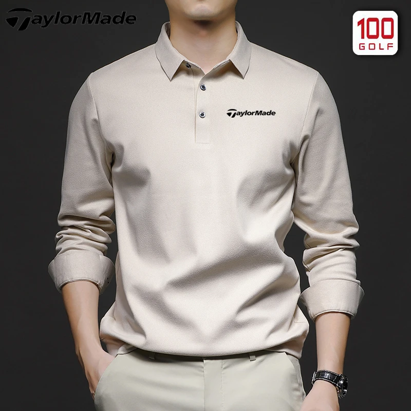 Taylormade泰勒梅高尔夫男士长袖T恤秋冬运动休闲透气Polo衫厚款