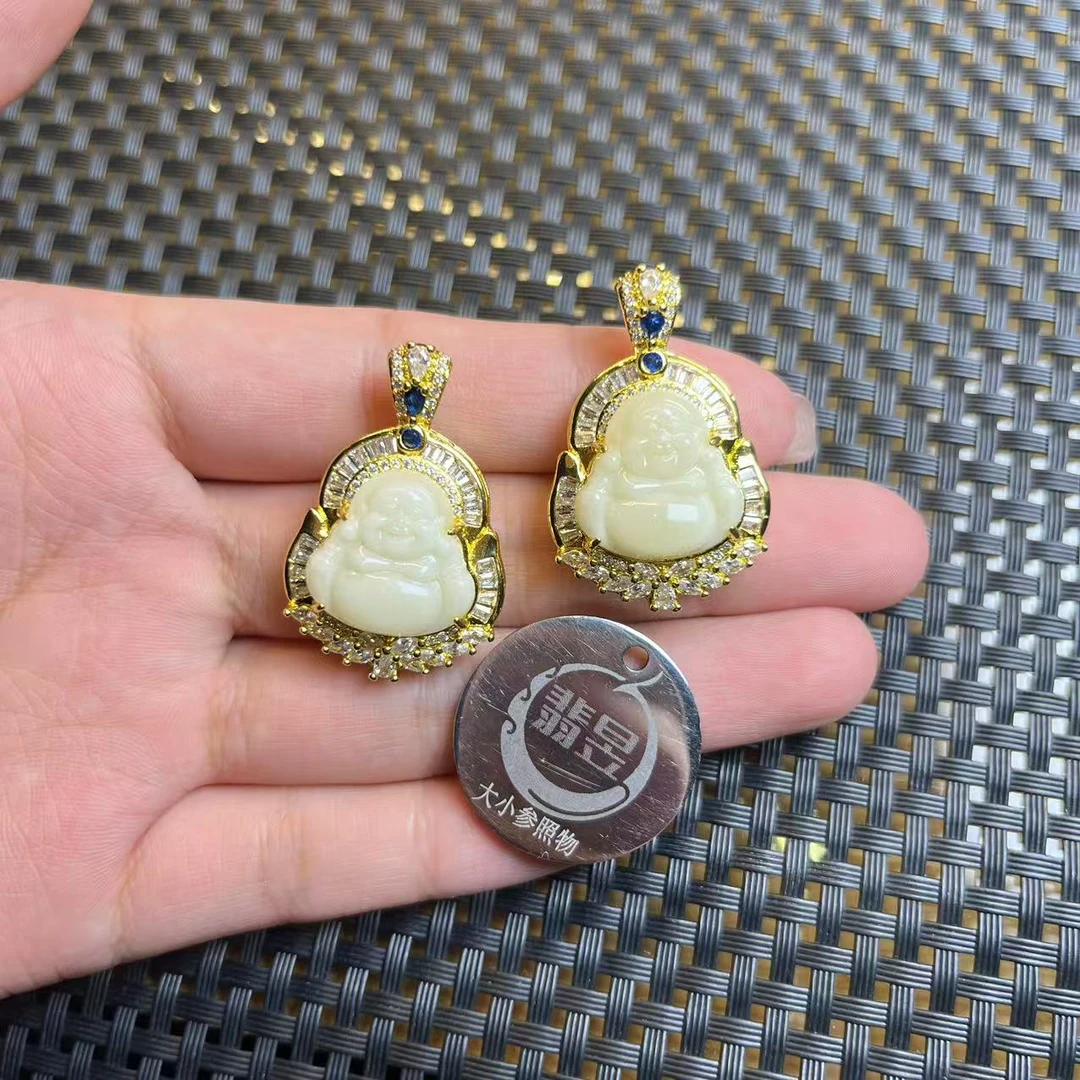 翡昱-SH23-20725-蜜蜡佛公吊坠合金镶/约15*16*3/-多样性发其一-D