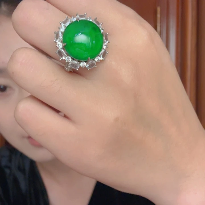 翡翠银S925镶嵌吊坠(不含链)戒指