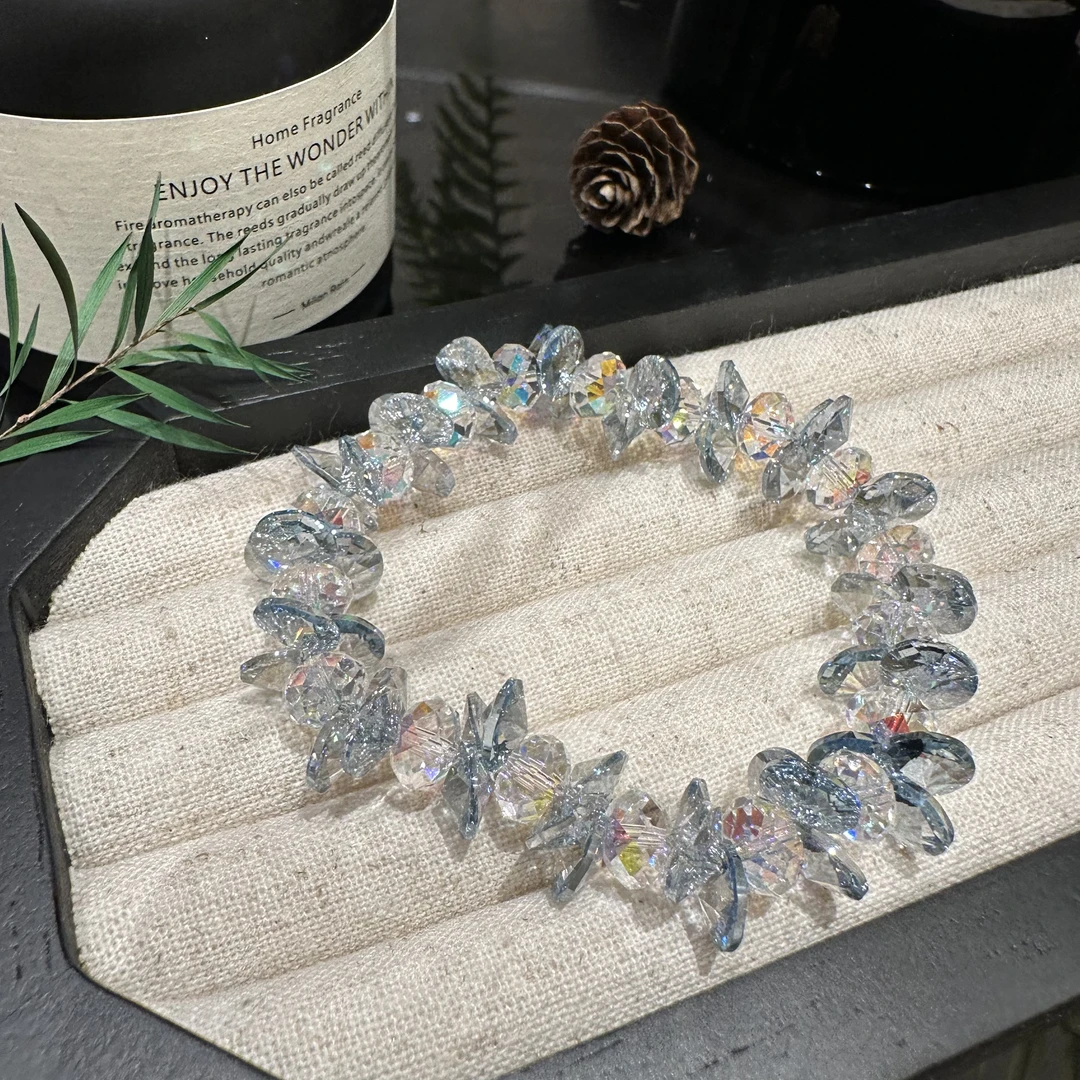 非金属仿水晶手链 施家重工蓝魅飞碟算盘珠手链