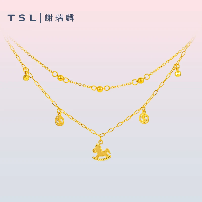 TSL/谢瑞麟【3期免息】马上有钱套链女款足金送女友送妈妈中秋礼物