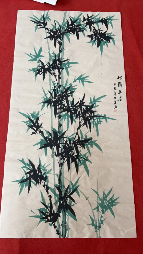 竹报平安仿古绿竹四尺