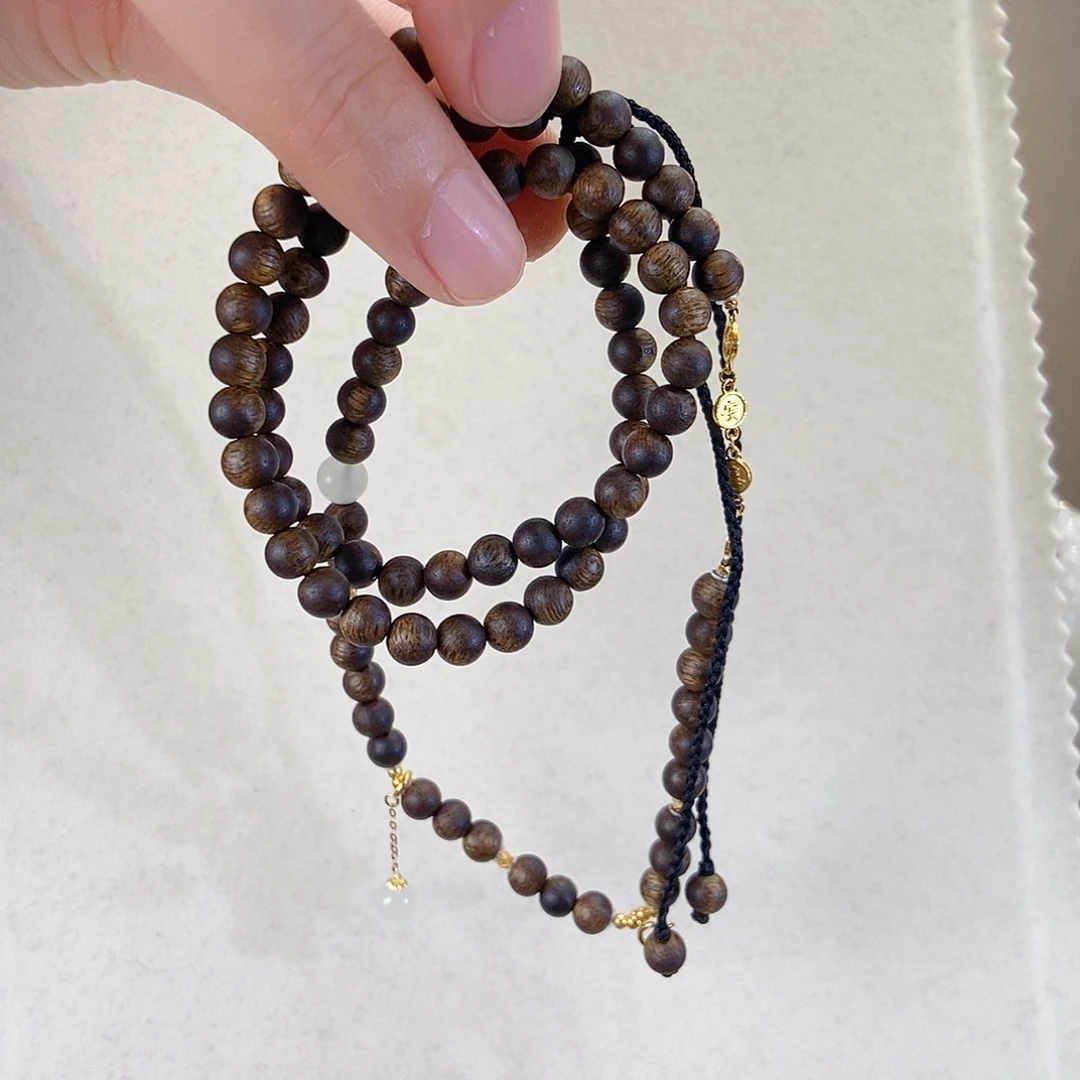 和田玉（白玉）18K金镶嵌颈饰设计款挂绳项链