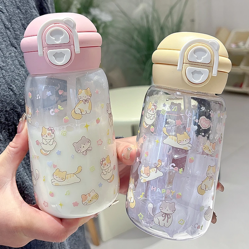 网红水杯吸管杯卡通可爱大容量防摔便携少女心杯子ins新款高颜值