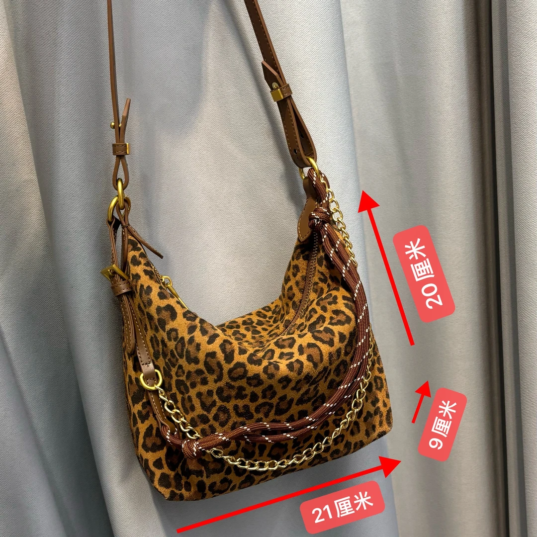 【铂金时袋】5846豹纹牛皮腋下斜挎小包休闲款