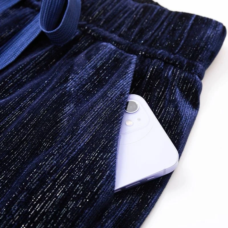 金丝绒阔腿裤2023春秋窄版亮丝女高腰垂感复古时髦显瘦大码直筒裤