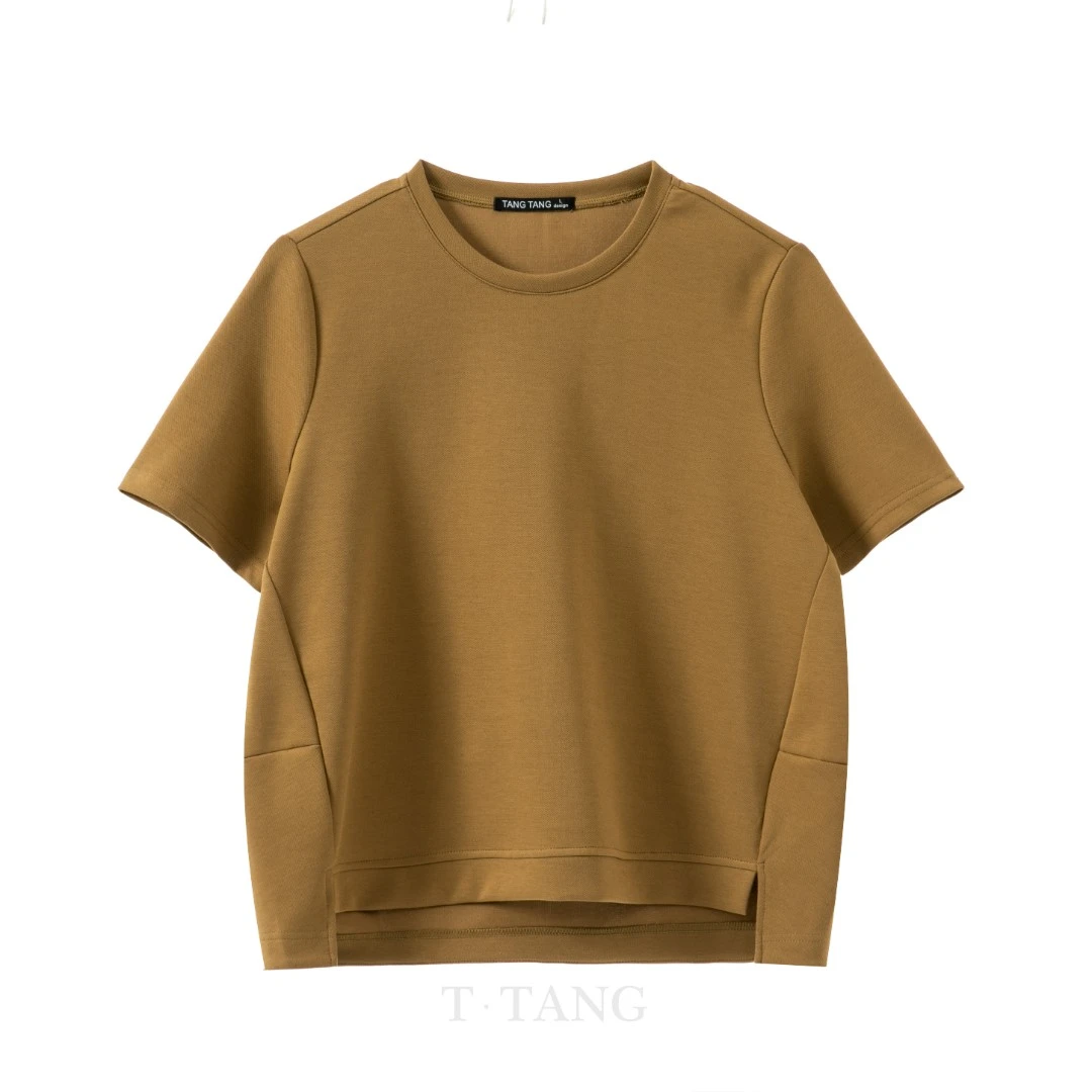 FL夏季简约轻薄透气亲肤休闲百搭圆领纯色显气质半袖T恤【2886】