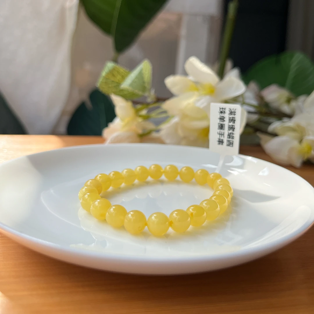 约8mm/6g俄料满蜜蜜蜡圆珠单圈手串