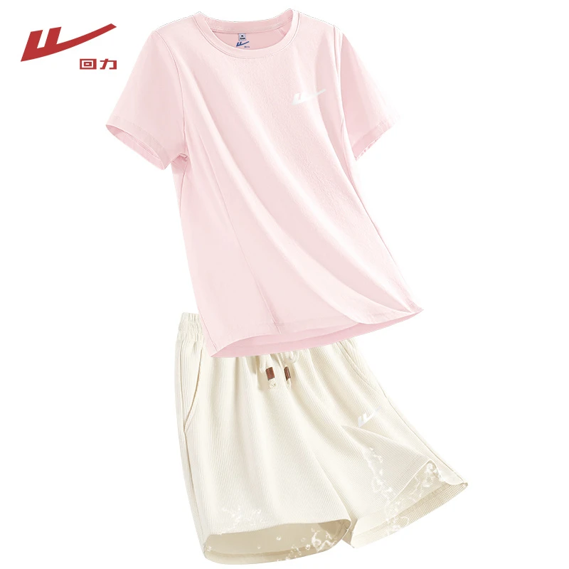 回力夏季运动服套装女2025年新款夏装中学生短裤休闲透气两件套女