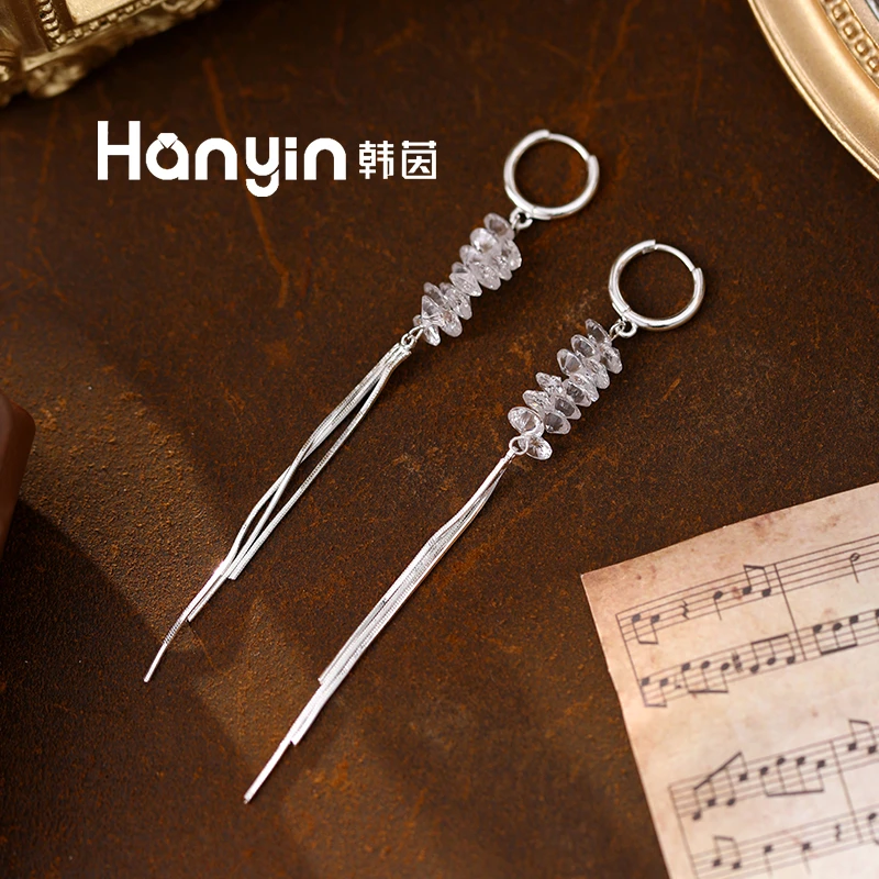 铜合金合成锆石耳饰 闪亮麦穗流苏时尚气质百搭耳扣耳环