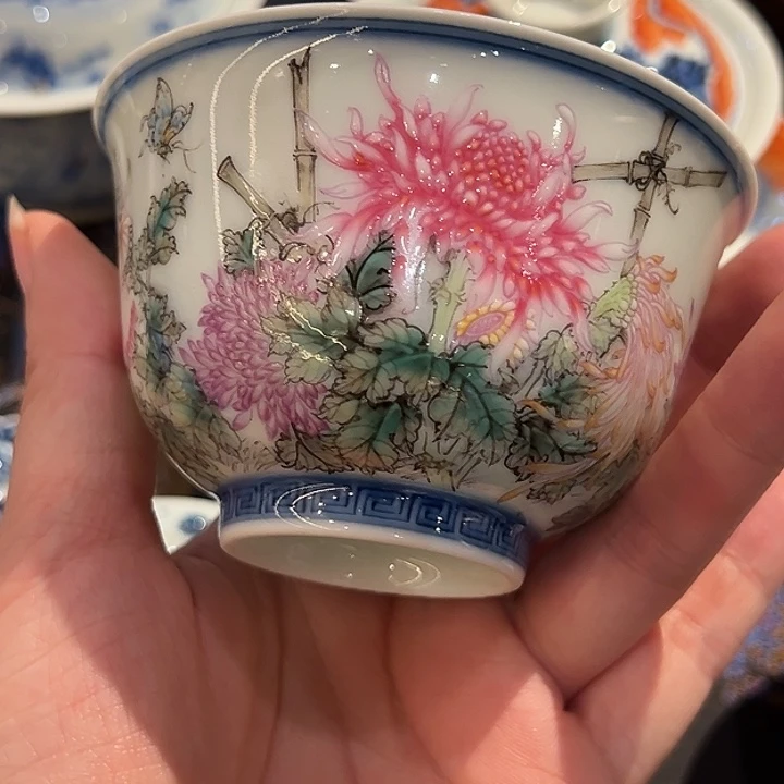 微瑕非遗林喜红粉彩霸王菊