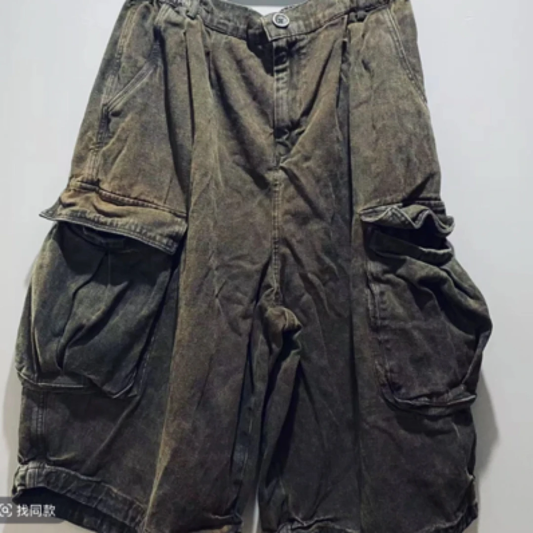 王蜜儿2025新款 大口袋松紧腰复古宽松大版女士长裤68