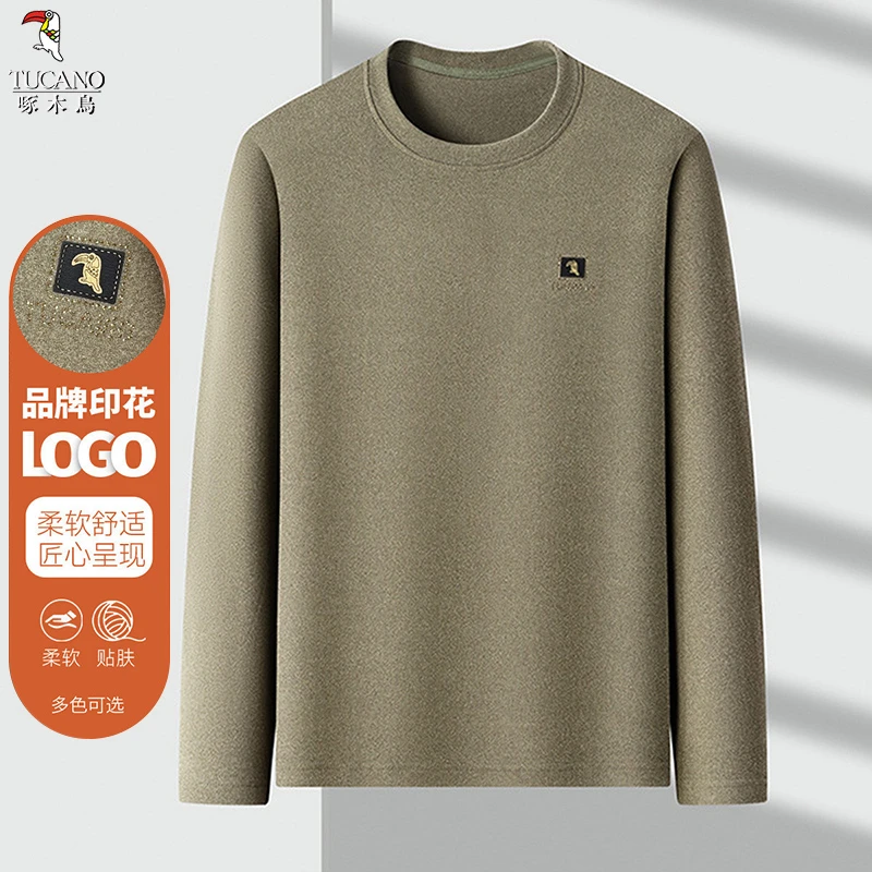 啄木鸟休闲春季时尚百搭潮流基础百搭男士长袖圆领卫衣春秋上衣