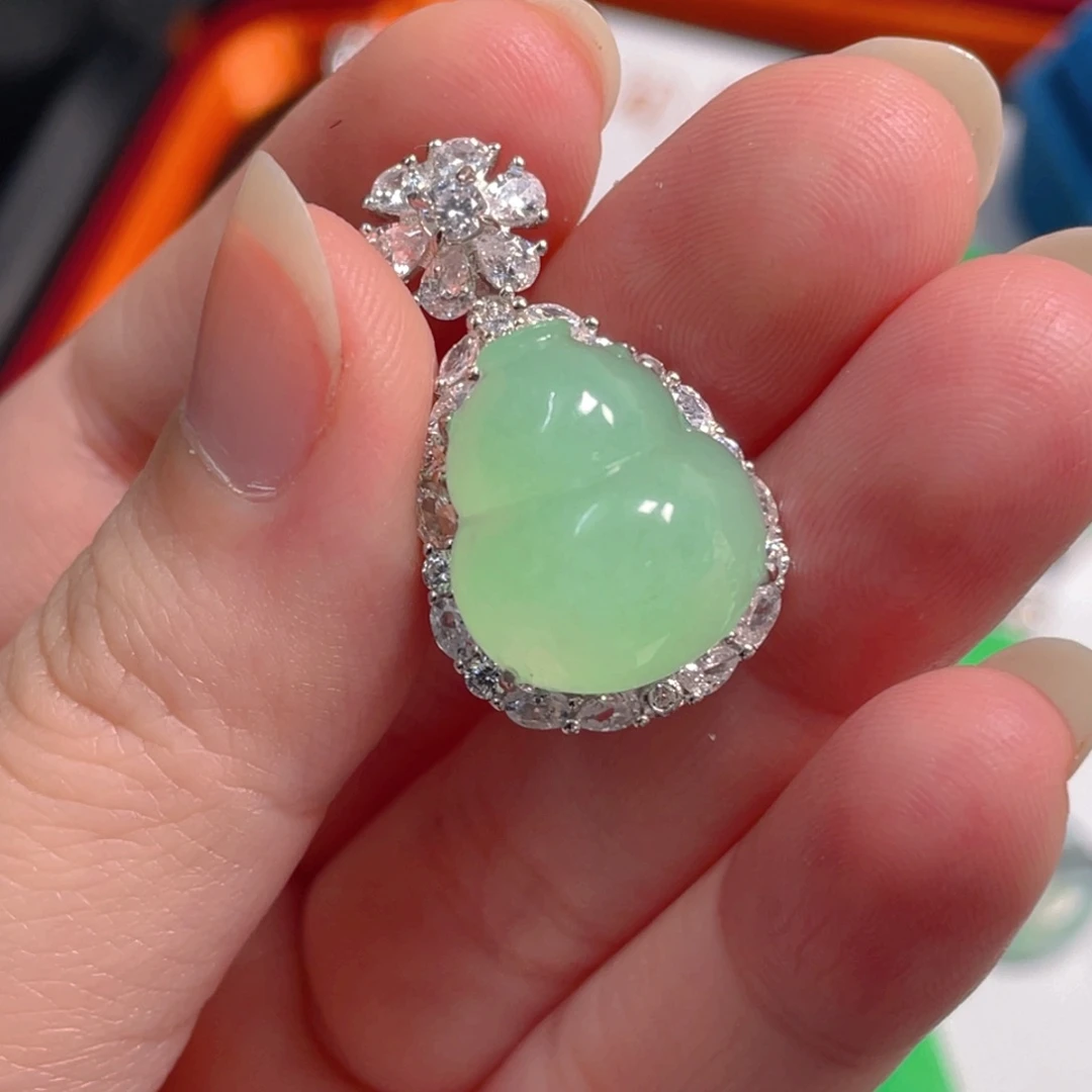 翡翠银S925镶嵌吊坠(不含链)