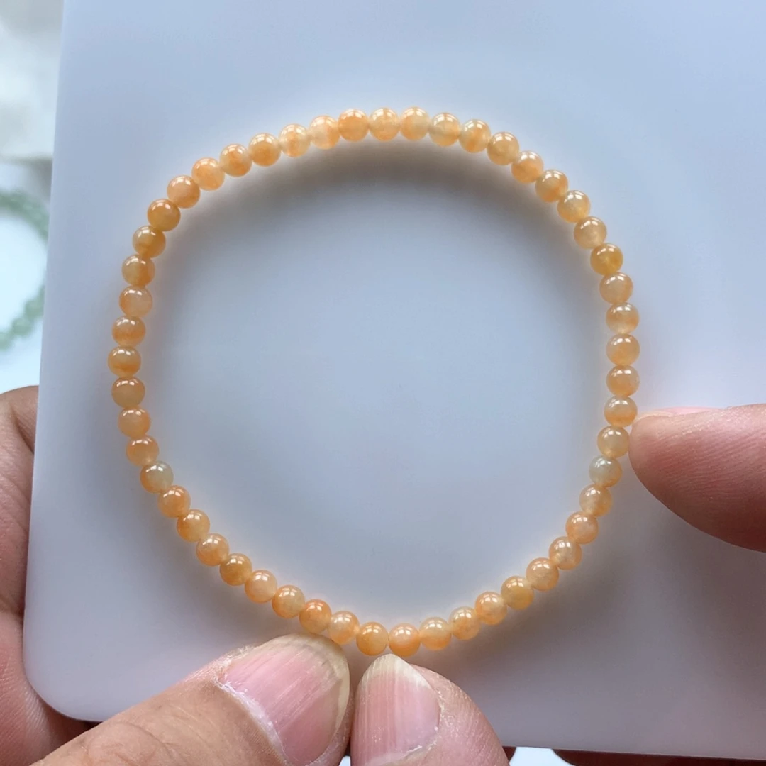 翡翠手串未镶嵌依*I缅甸天然翡翠小米珠手串3.8