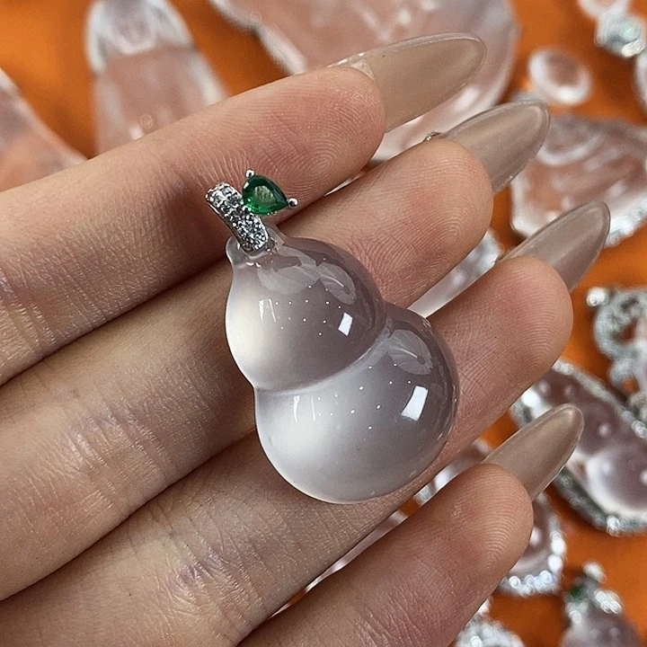 石英质玉银S925镶嵌颈饰