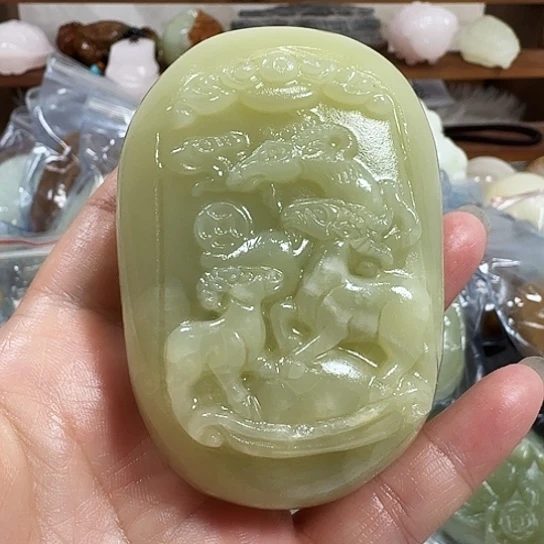 心***成砖雕石头手把件石头手把件