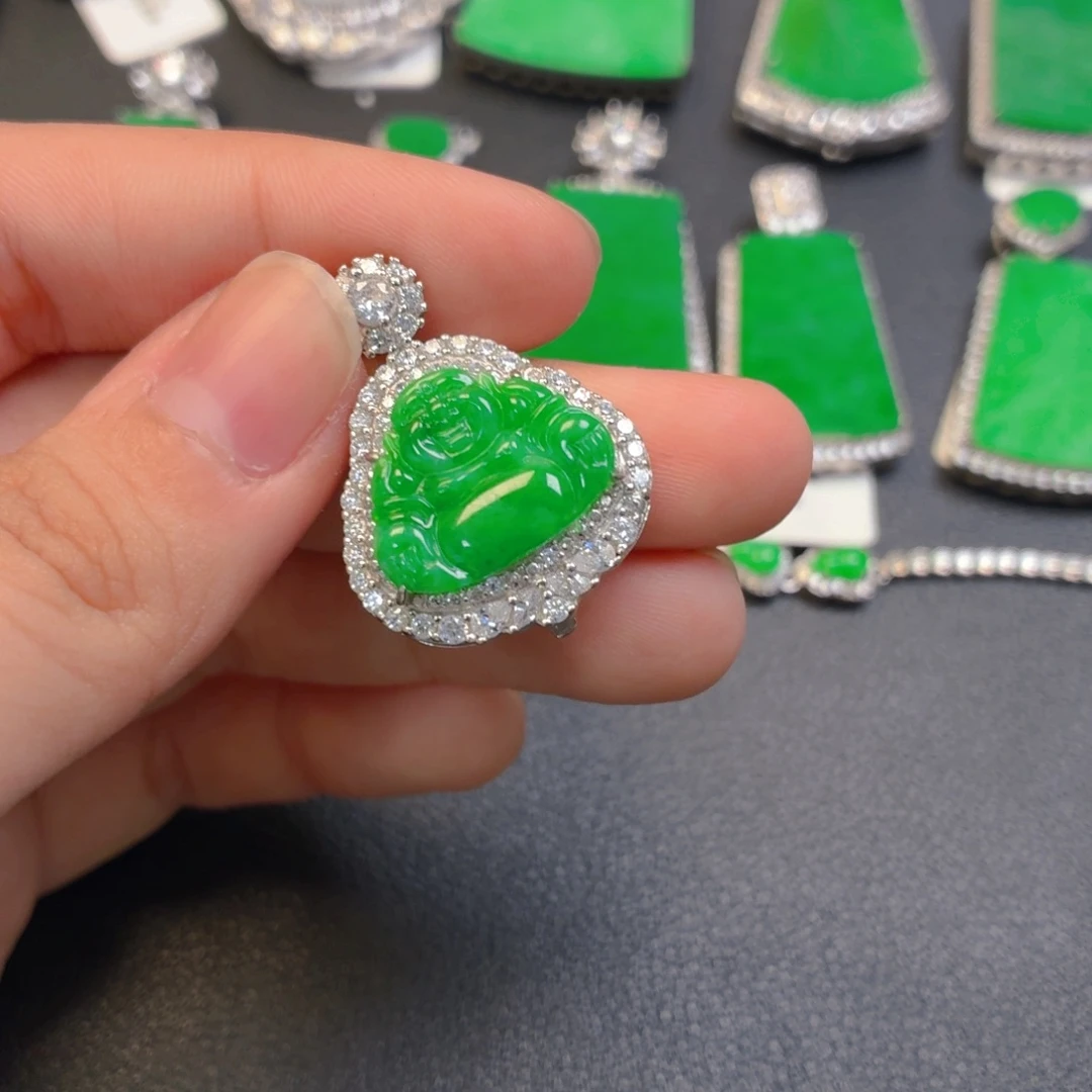 翡翠银S925镶嵌吊坠(不含链)