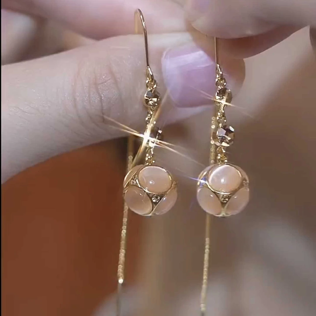 合金耳饰 新款咖色绣球耳线气质时尚百搭耳饰女精致优雅防丢耳坠