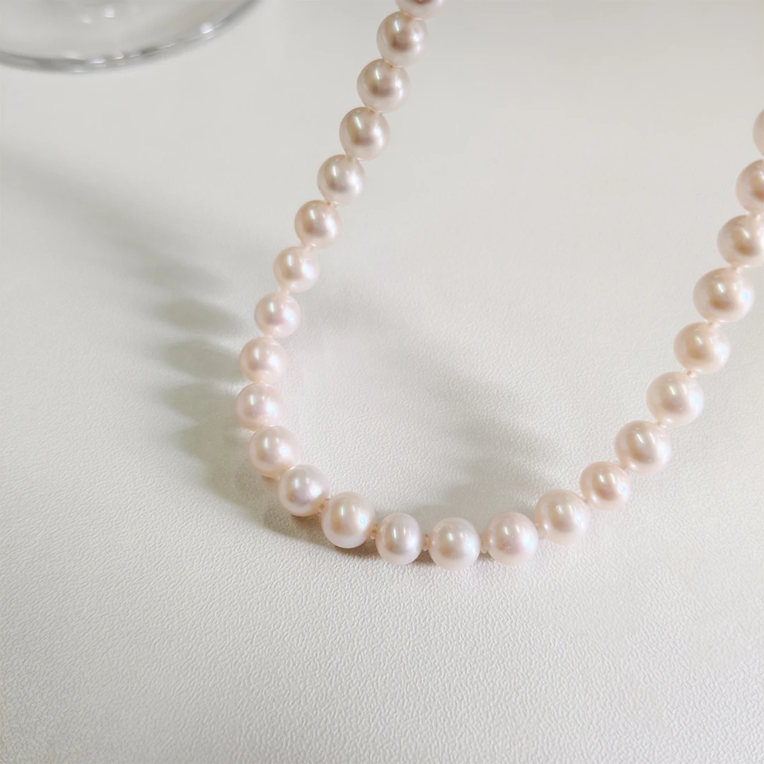 7.5-8.5mm淡水无核珍珠项链S925银经典百搭锁骨链跨年年会聚会