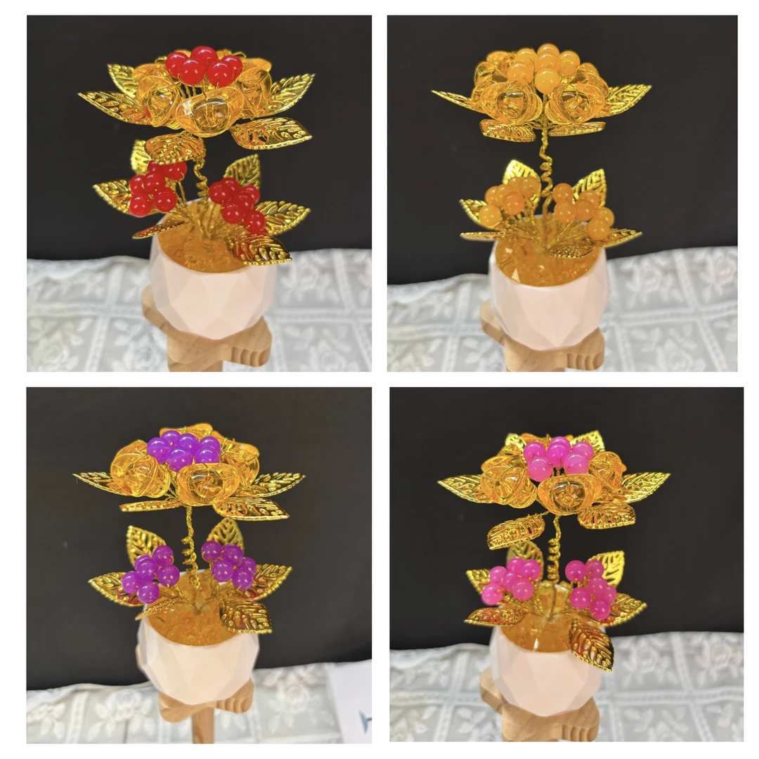 仿玉珠瑶瑶乐材料包招财发财树装饰品家居酒柜电视柜diy手链串珠