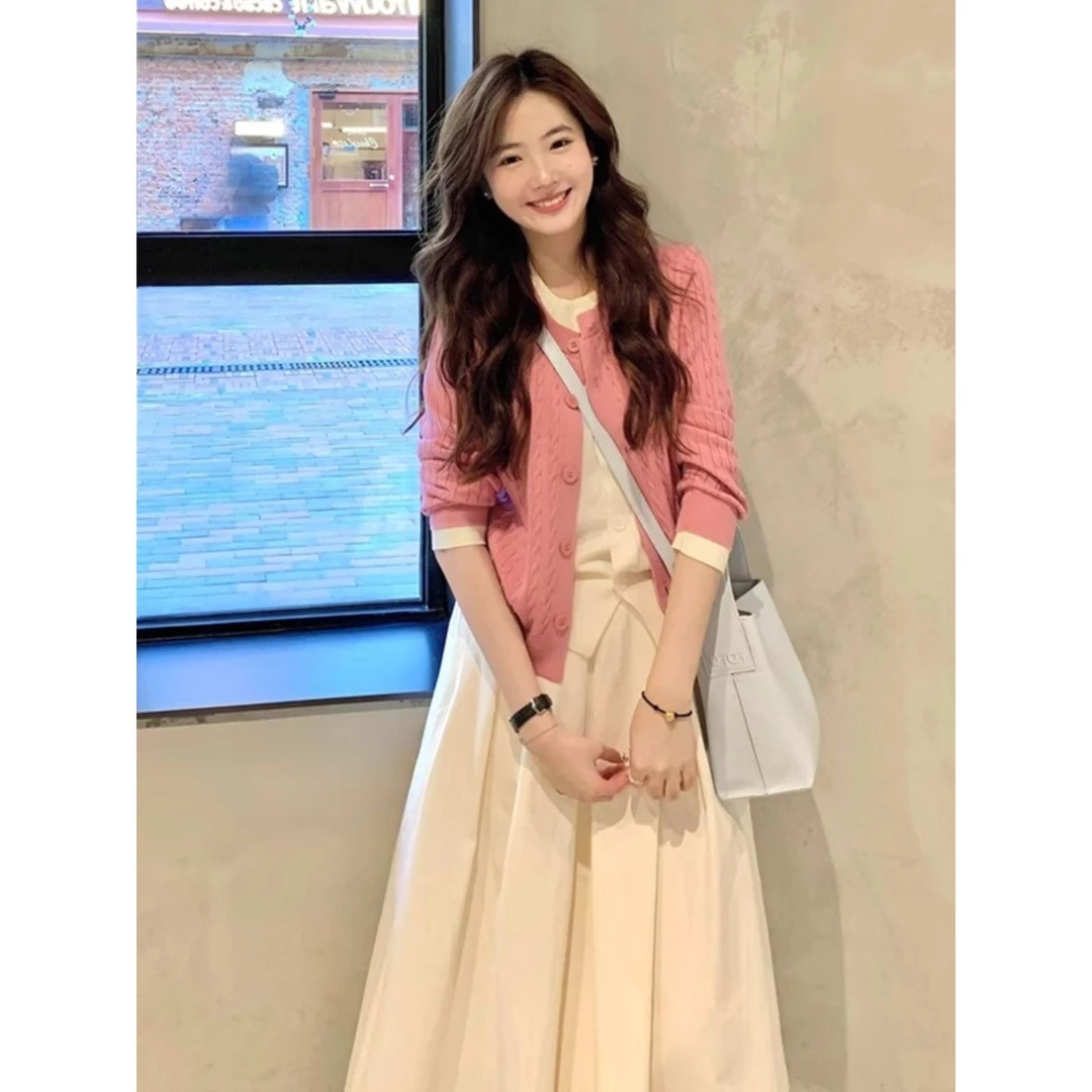 秋装搭配一整套针织半身连衣裙子女早秋季高级感韩系穿搭长裙套装