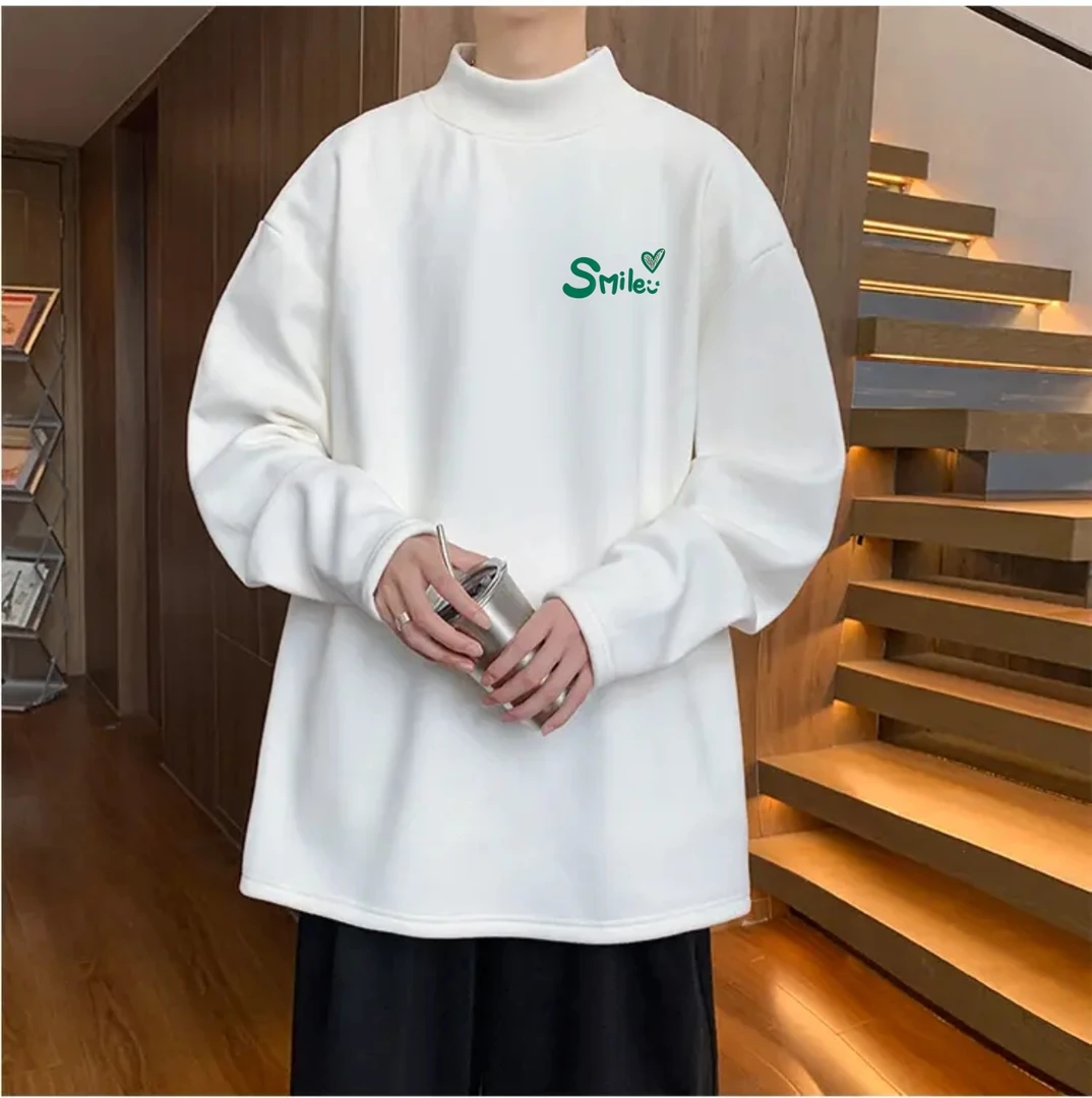 长袖T恤男生休闲内搭加绒加厚秋冬打底衫半高领德绒保暖内衣上衣