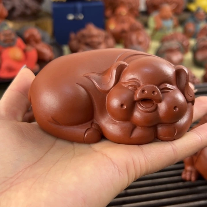 紫砂茶宠露*白紫砂福猪