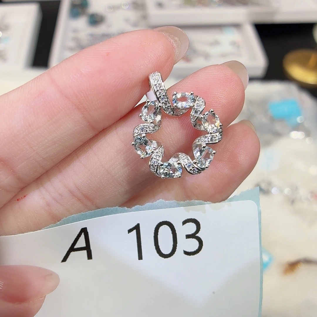 海蓝宝石银S925镶嵌颈饰